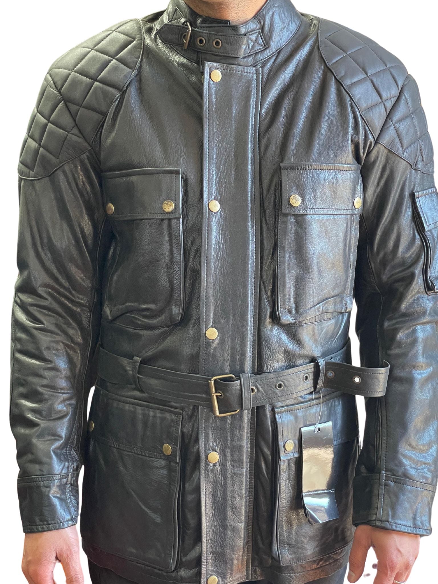 RK Sports Long Men Brown Leather Motorcycle Jacket – Premium Cowhide Leather