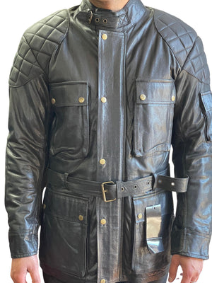 RK Sports Long Men Brown Leather Motorcycle Jacket – Premium Cowhide Leather