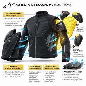 Alpinestars Provoke MC Motorcycle Motorbike Jacket Black
