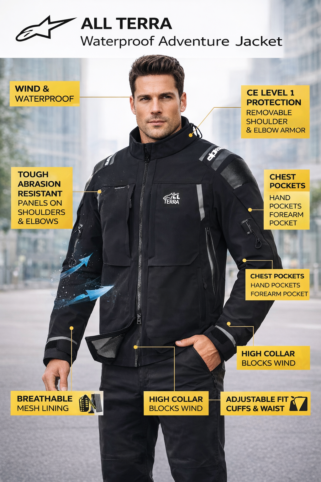 Alpinestars Andes Pro Drystar XF Motorcycle Jacket – Black/Dark Grey