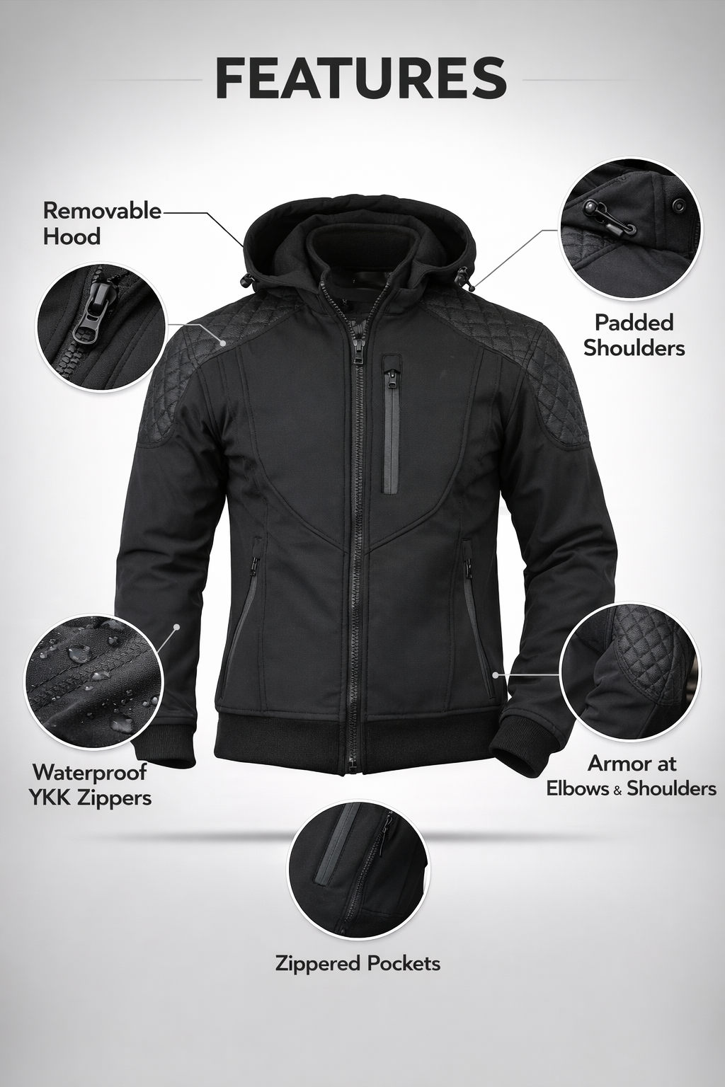 Sweat à capuche moto blindé souple RK Sports 291 CE Armor