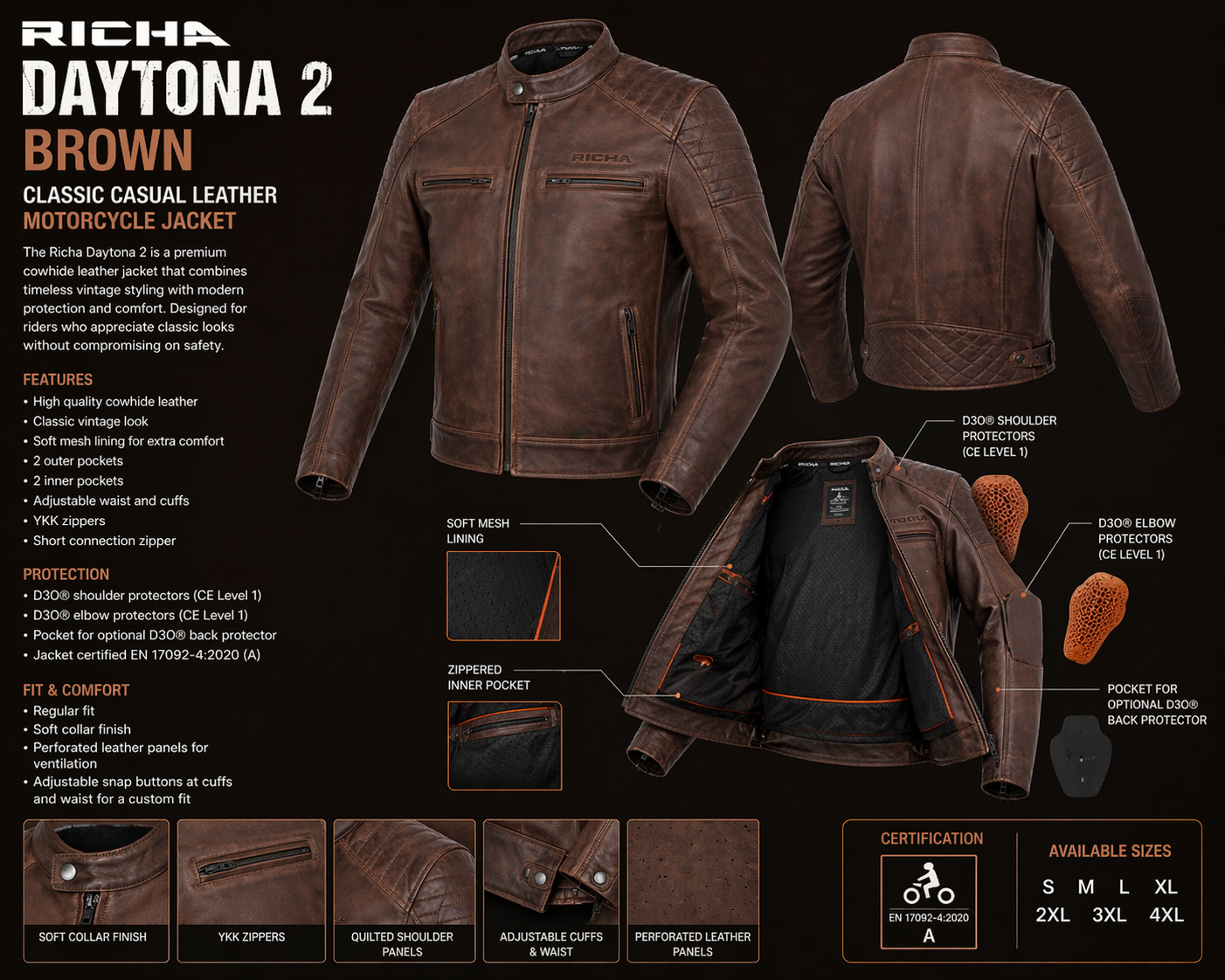 Blouson Moto Richa Daytona 2 Classic Casual