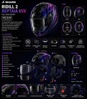 Casque Moto Intégral Shark Ridill 2 Reptaia Kvx