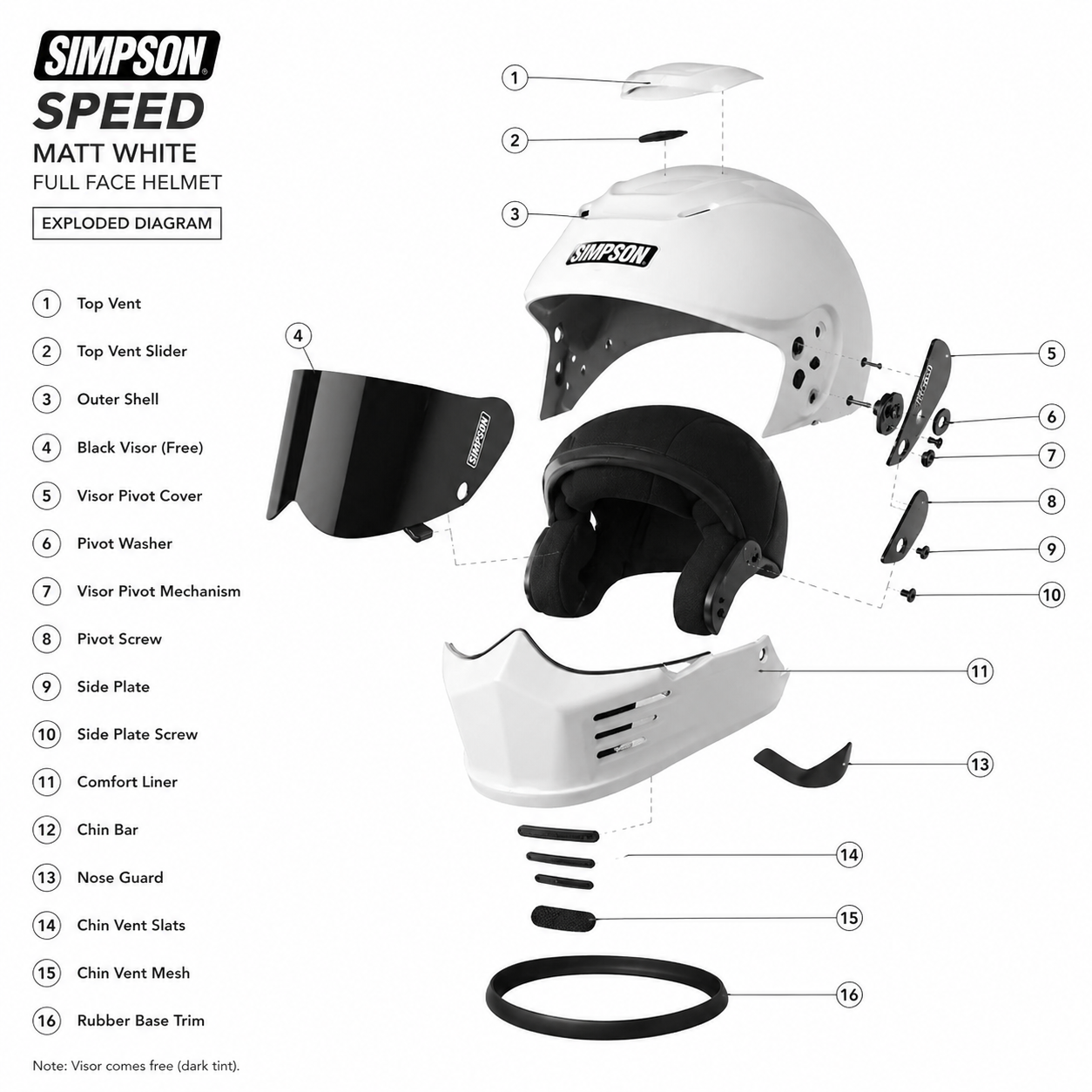 Simpson Speed /Glossy Full Face -Free Motorcycle Helmet