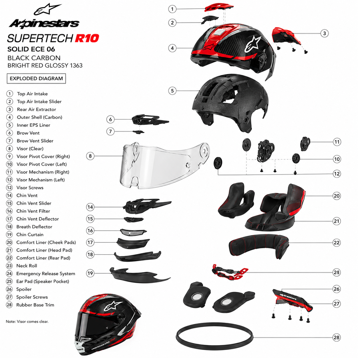 Casque Moto Alpinestars Supertech R10 Solid ECE 06