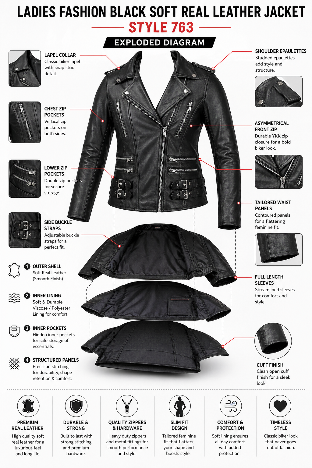 Blouson moto RK Sports Fashion Soft Real Style 763
