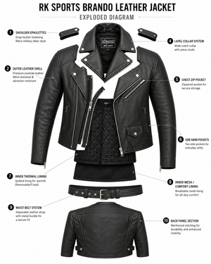Combinaison de moto style rétro années 70 RK Sports Brando Fashion