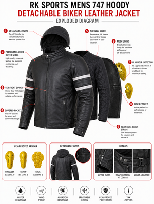 Sweat à capuche moto blindé et détachable RK Sports 747