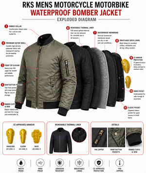 Blouson bombardier textile moto RK Sports CE Flight Scooter