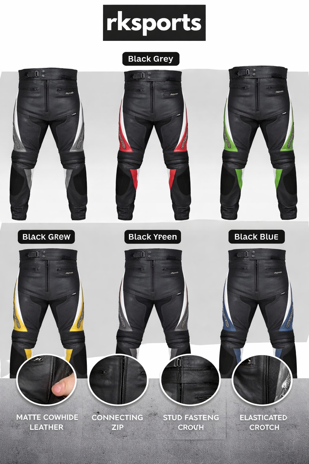 Pantalon de moto en cuir Chief RK Sports