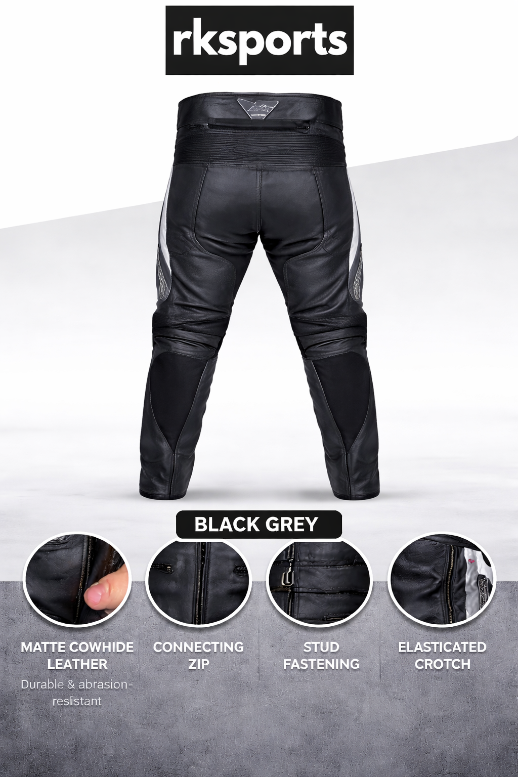 Pantalon de moto en cuir Chief RK Sports