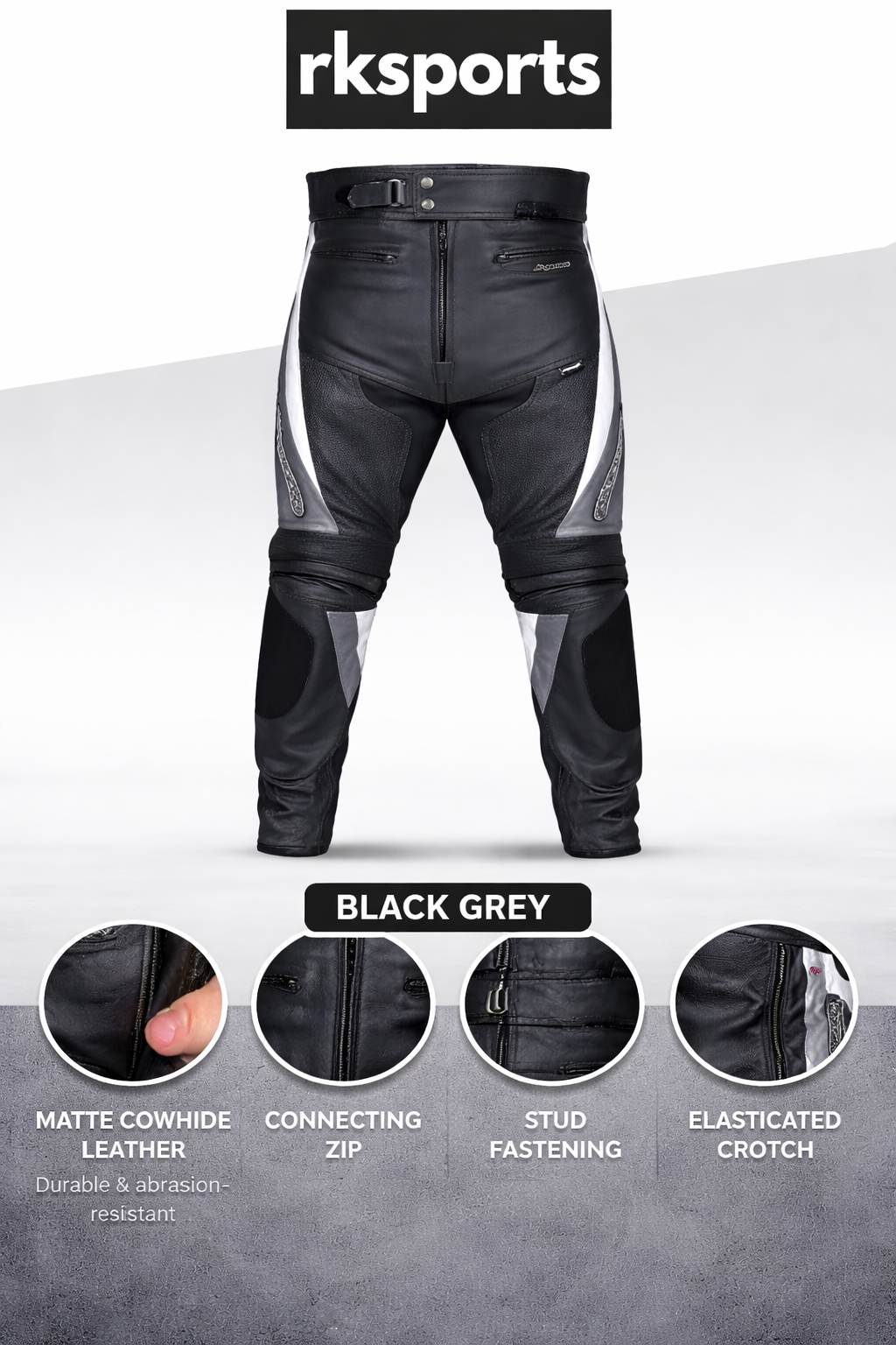 Pantalon de moto en cuir Chief RK Sports