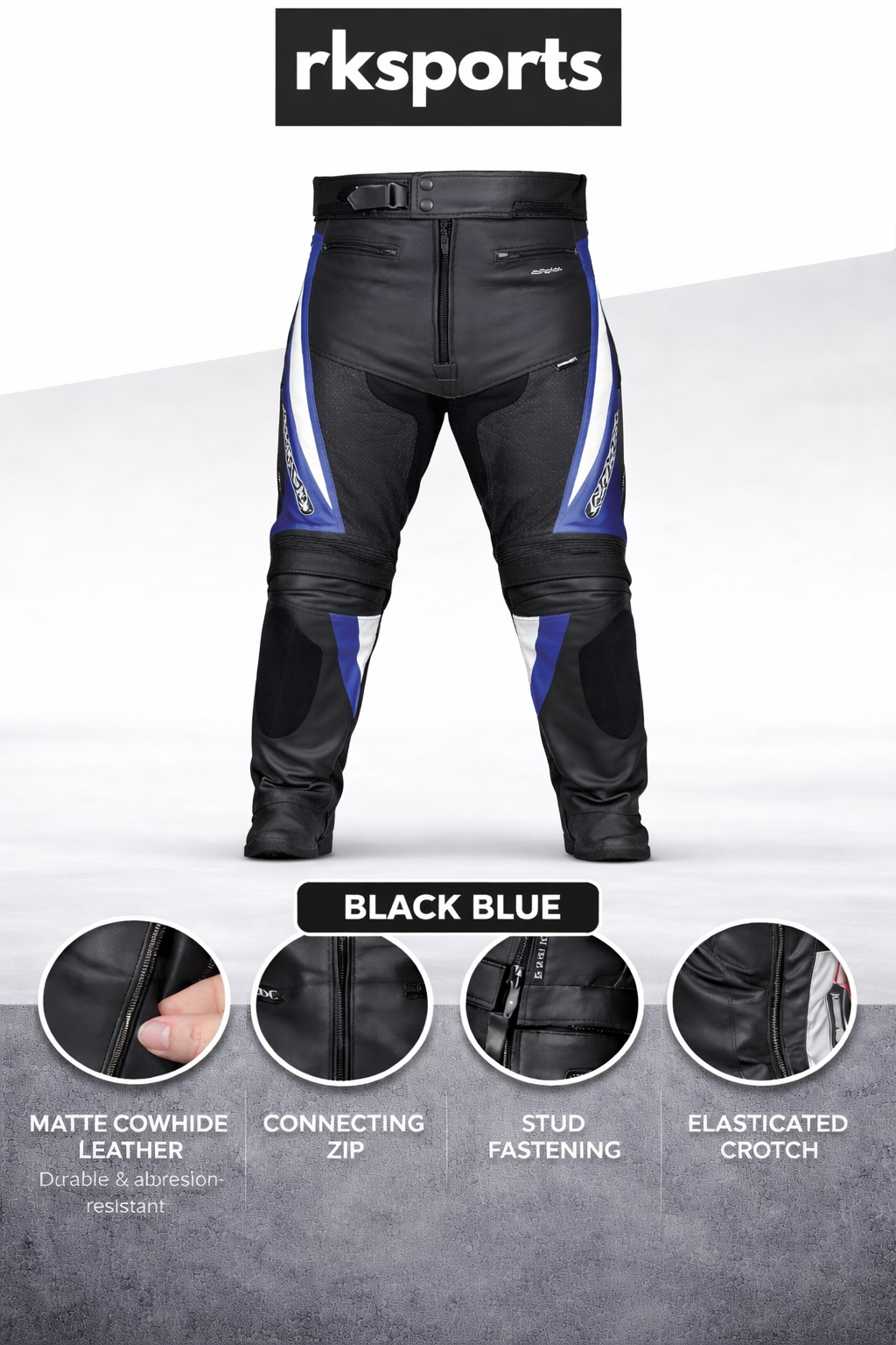 Pantalon de moto en cuir Chief RK Sports