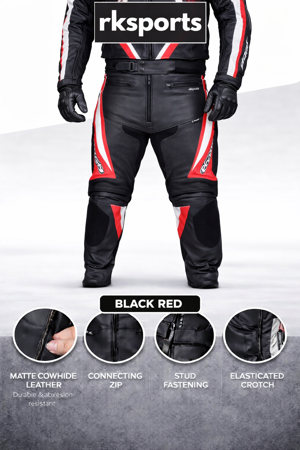 Pantalon de moto en cuir Chief RK Sports
