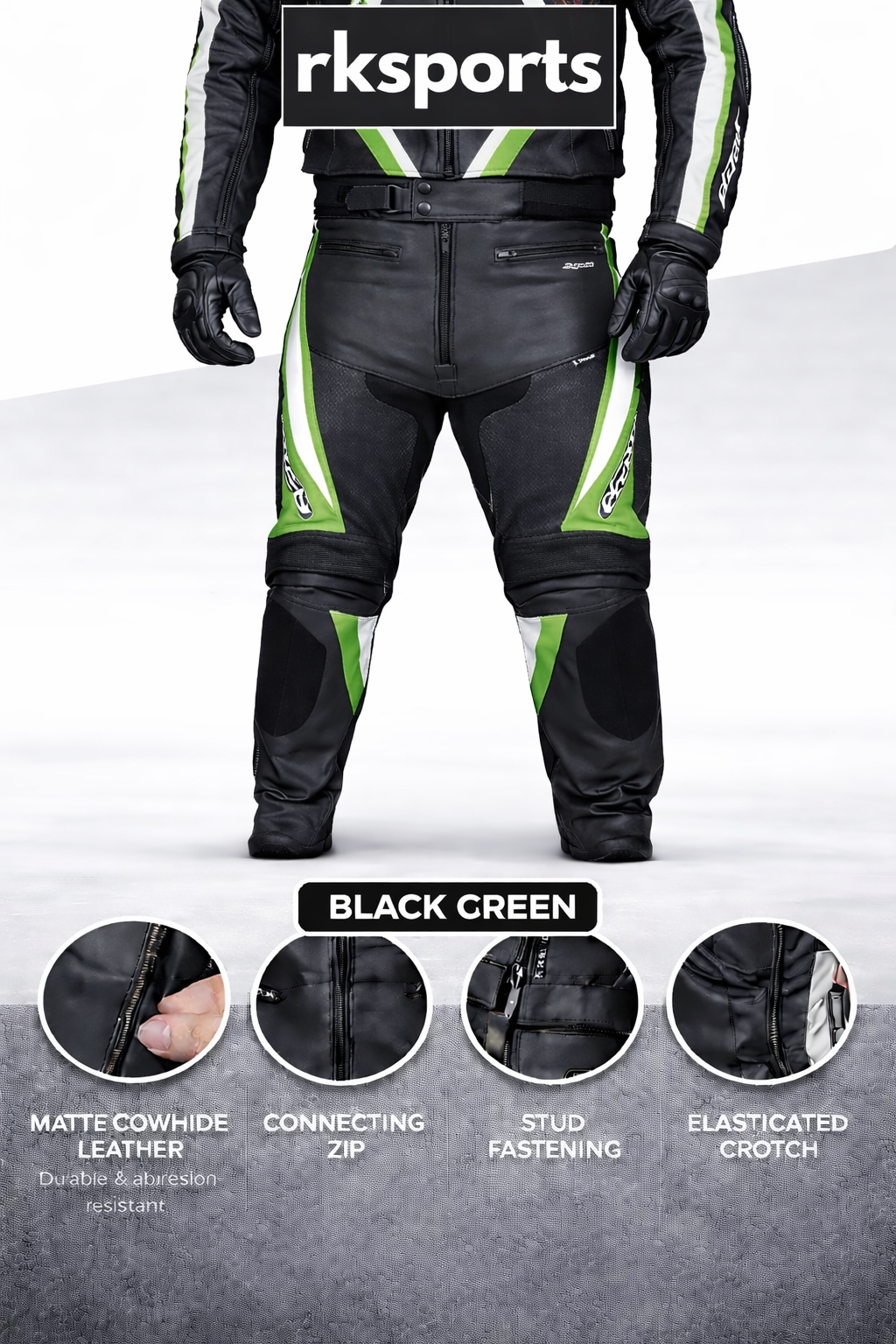 Pantalon de moto en cuir Chief RK Sports