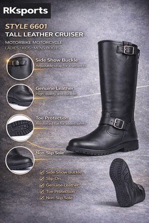 RK Sports Style 6601 Tall Cruiser Kids Motorcycle Boots