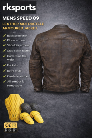Rksports Mens Speed 09 Leather Motorcycle Armoured  Jacket