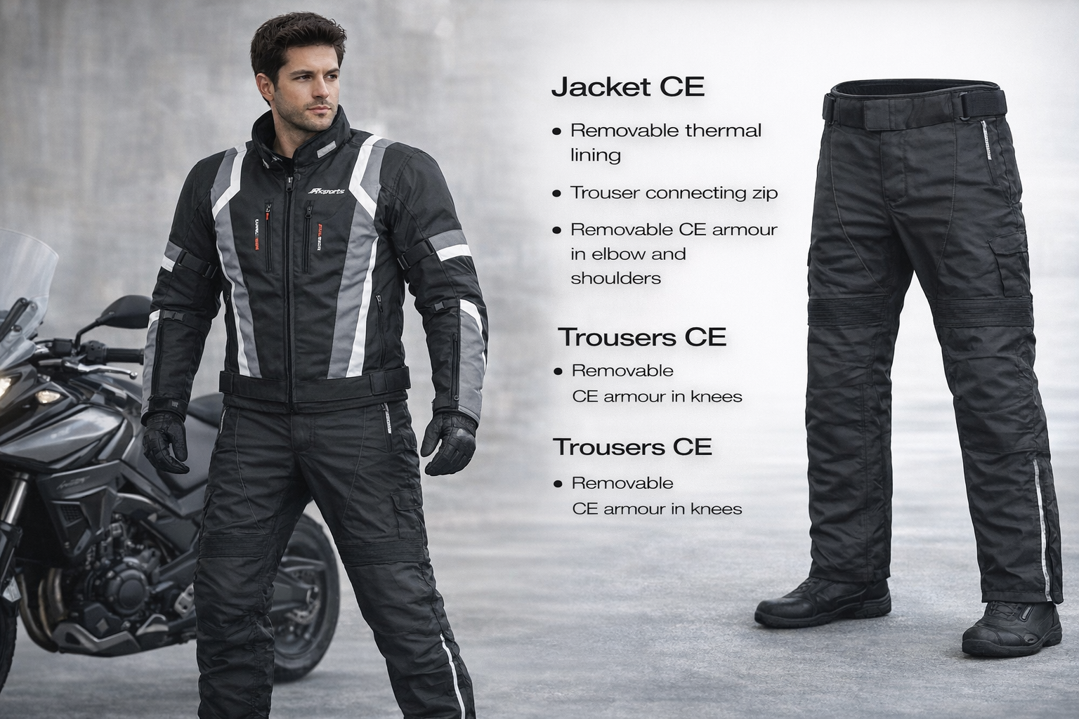RKSports 1509 MENS WATERPROOF TEXTILE MOTORBIKE MOTORCYCLE JACKET CE ARMOUR