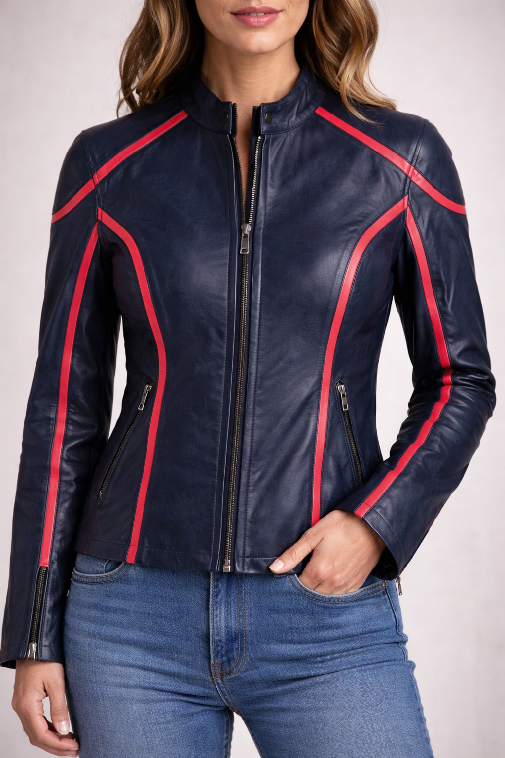 Blouson de moto tendance noir et rose pour femme RK Sports