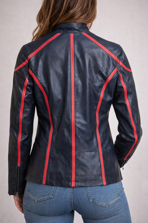 Blouson de moto tendance noir et rose pour femme RK Sports