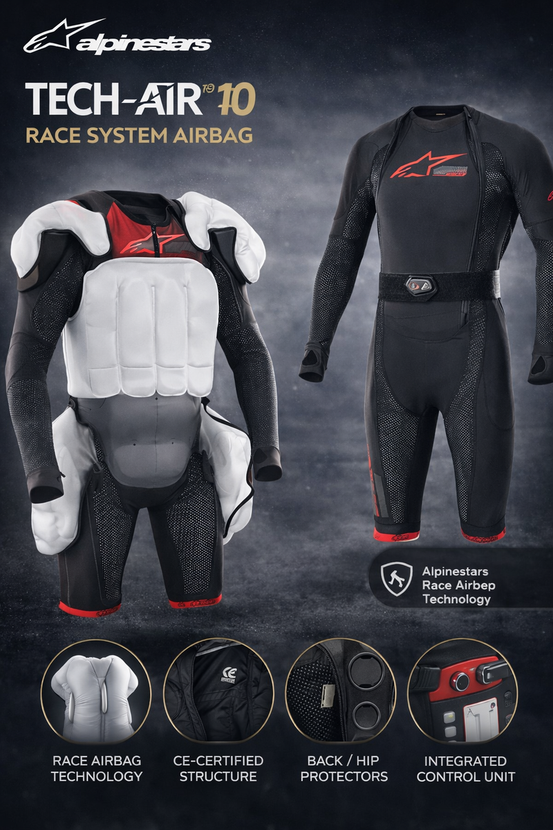 Tech-Air 10 Alpinestars Race System Airbag - Black / Bright Red