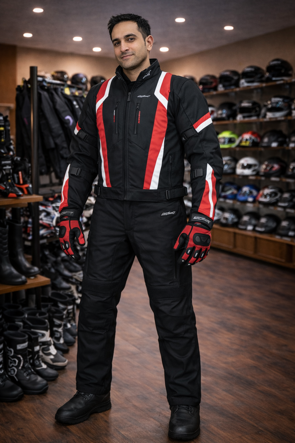 RKSports 1509 Motorbike Waterproof Red Suit Combination Trousers +Jacket CE Men