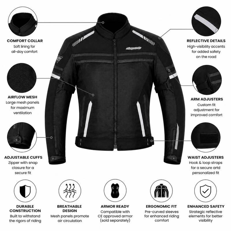 RKSports figo Mesh 1535 Motorcycle Motorbike Jacket Armored Mens ladies