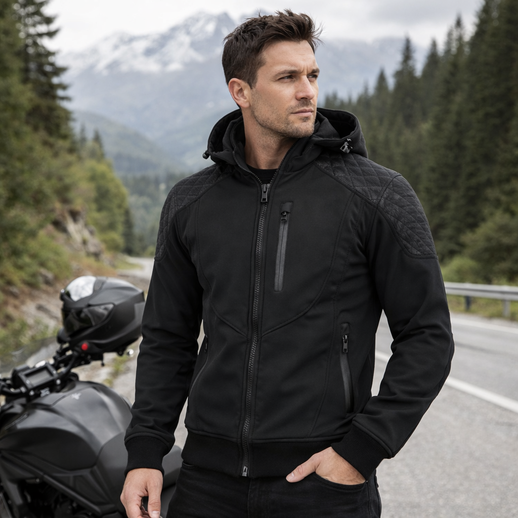 RKSports Motorcycle Motorbike 291 CE Armor Waterproof Soft Shell Hoodie Jacket