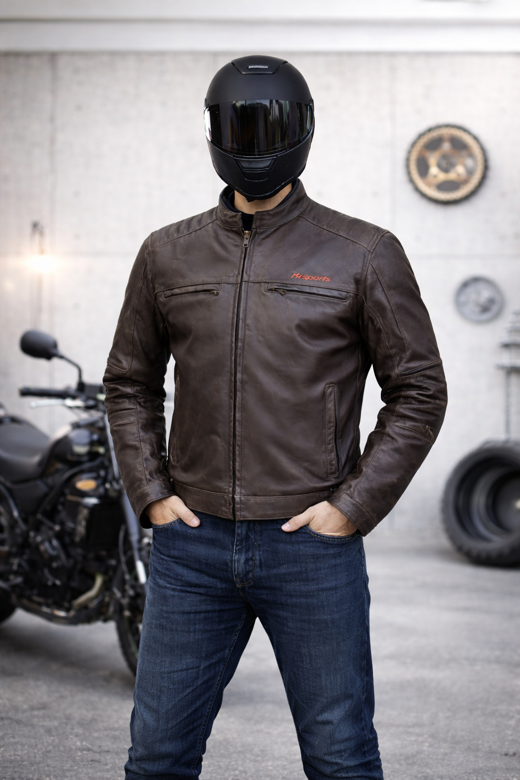 RKSports speed 3 Armoured Motorcycle motorbike  leather jacket Brown