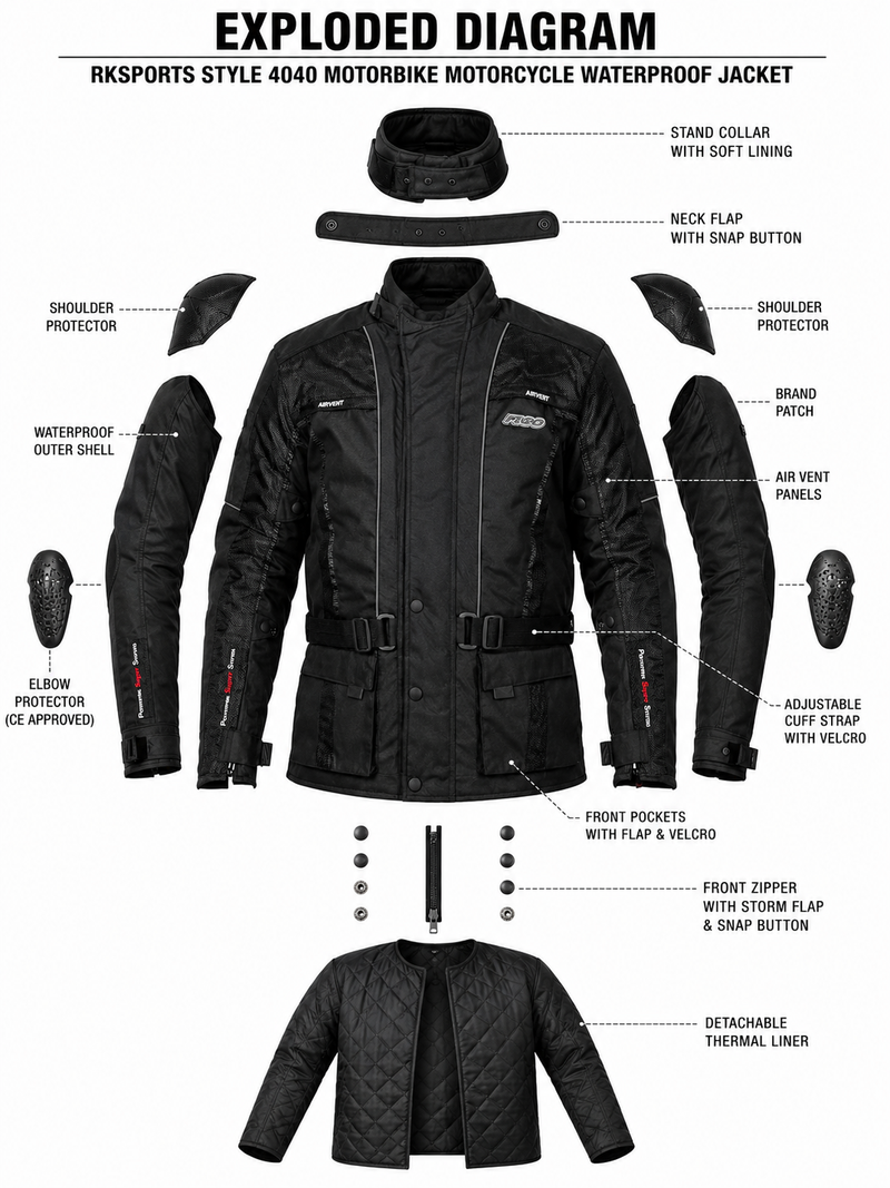RKSports Style 4040 Motorbike Motorcycle Waterproof Jacket