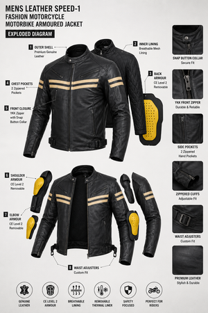 Blouson moto en cuir de mode RK Sports Leather Speed-1