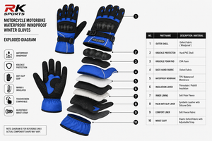 Gants de moto hiver coupe-vent RK Sports
