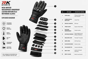 Gants de moto Proto Leather coupe-vent pour l'hiver