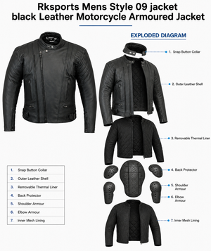 Blouson de moto en cuir style 09 RK Sports