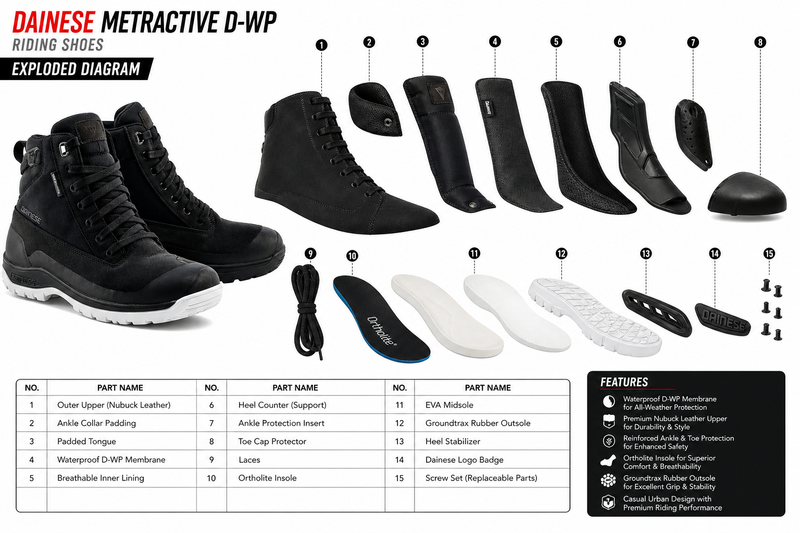 Dainese Metractive D-WP Riding Shoes Brown and Black