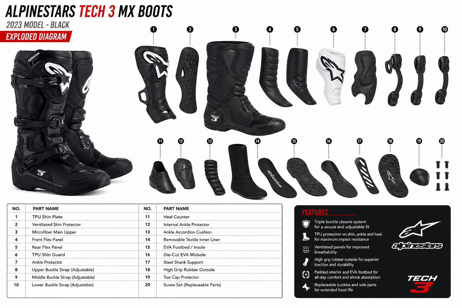Bottes Moto Alpinestars Textile 2023 Tech 3 Mx