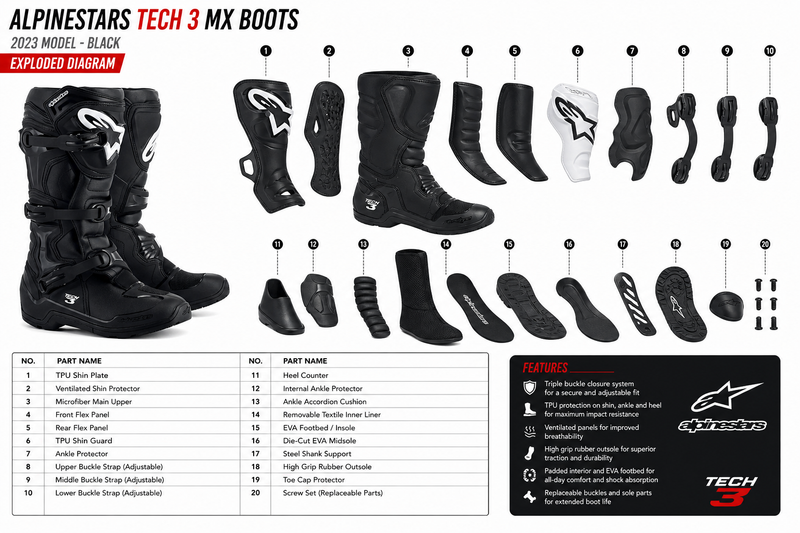 2023 Alpinestars Tech 3 MX Boots - Black