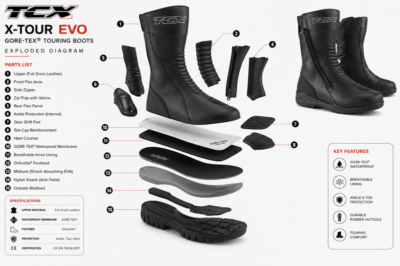 gore tex gear tour TCX X-Tour Evo Goretex Motorcycle Boots Protective – protothebikeshop