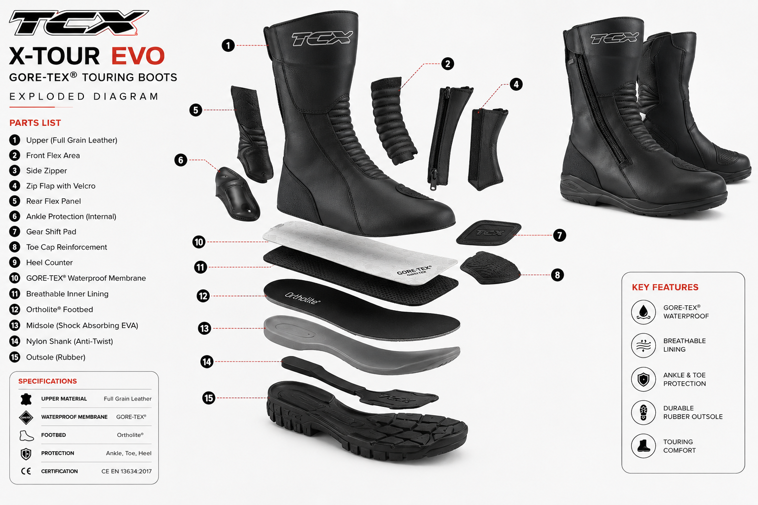Bottes Moto Touring Cuir TCX X-Tour Evo Goretex
