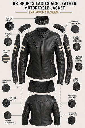 Blouson de moto en cuir protecteur Ace RK Sports