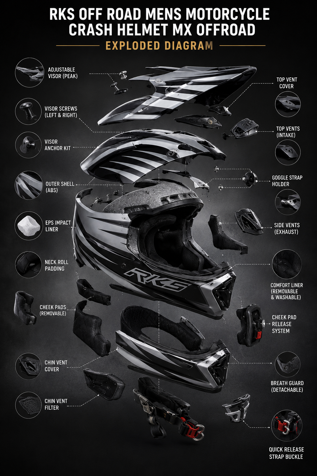 Casque de Moto Tout-Terrain RK Sports Crash Mx