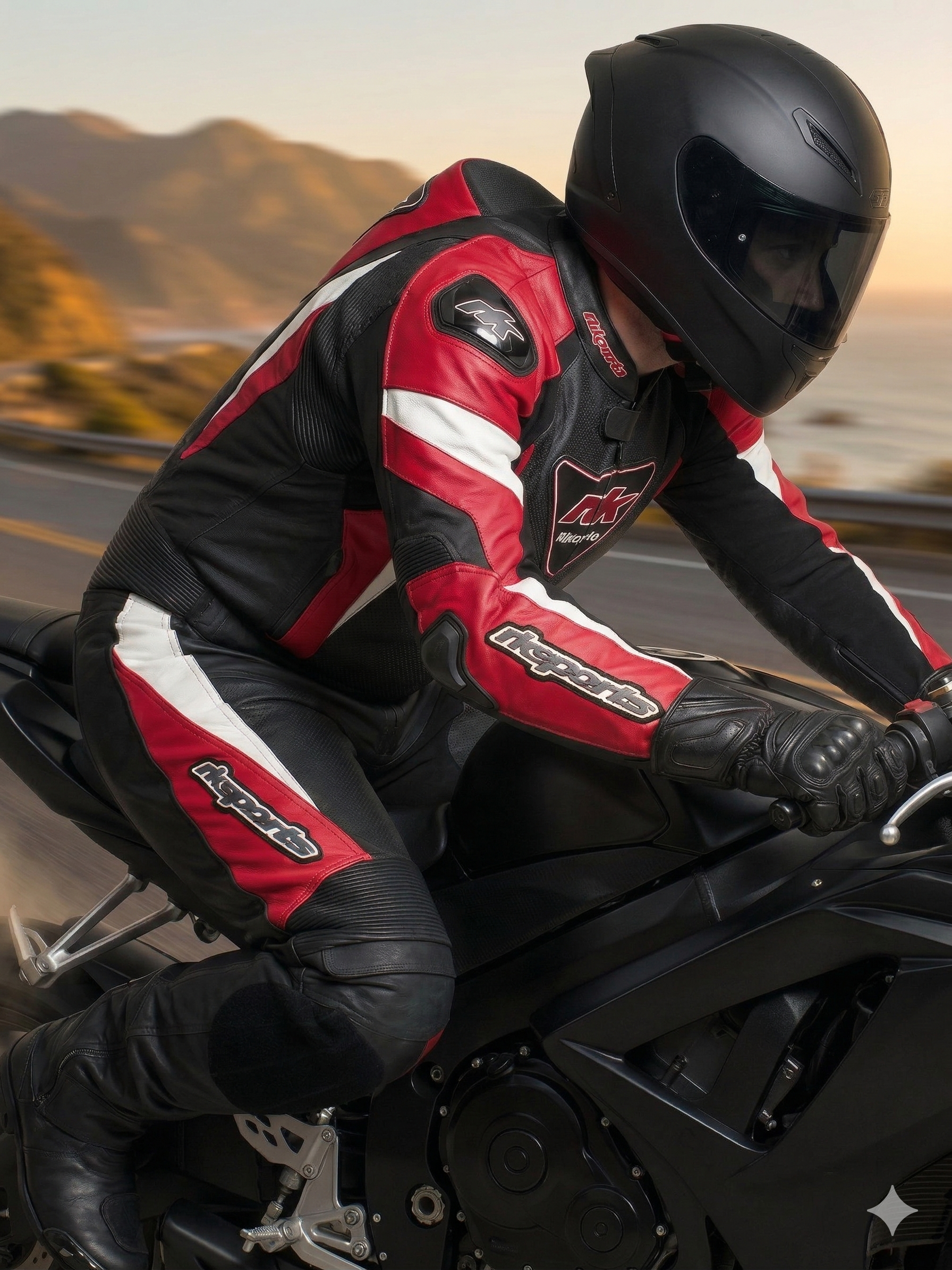 RK Sports Leather Chief Motorcycle Trousers