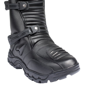 RKSPORTS MENS MOTORCYCLE MOTORBIKE RK-16 ADVENTURE BLACK LEATHER BOOTS
