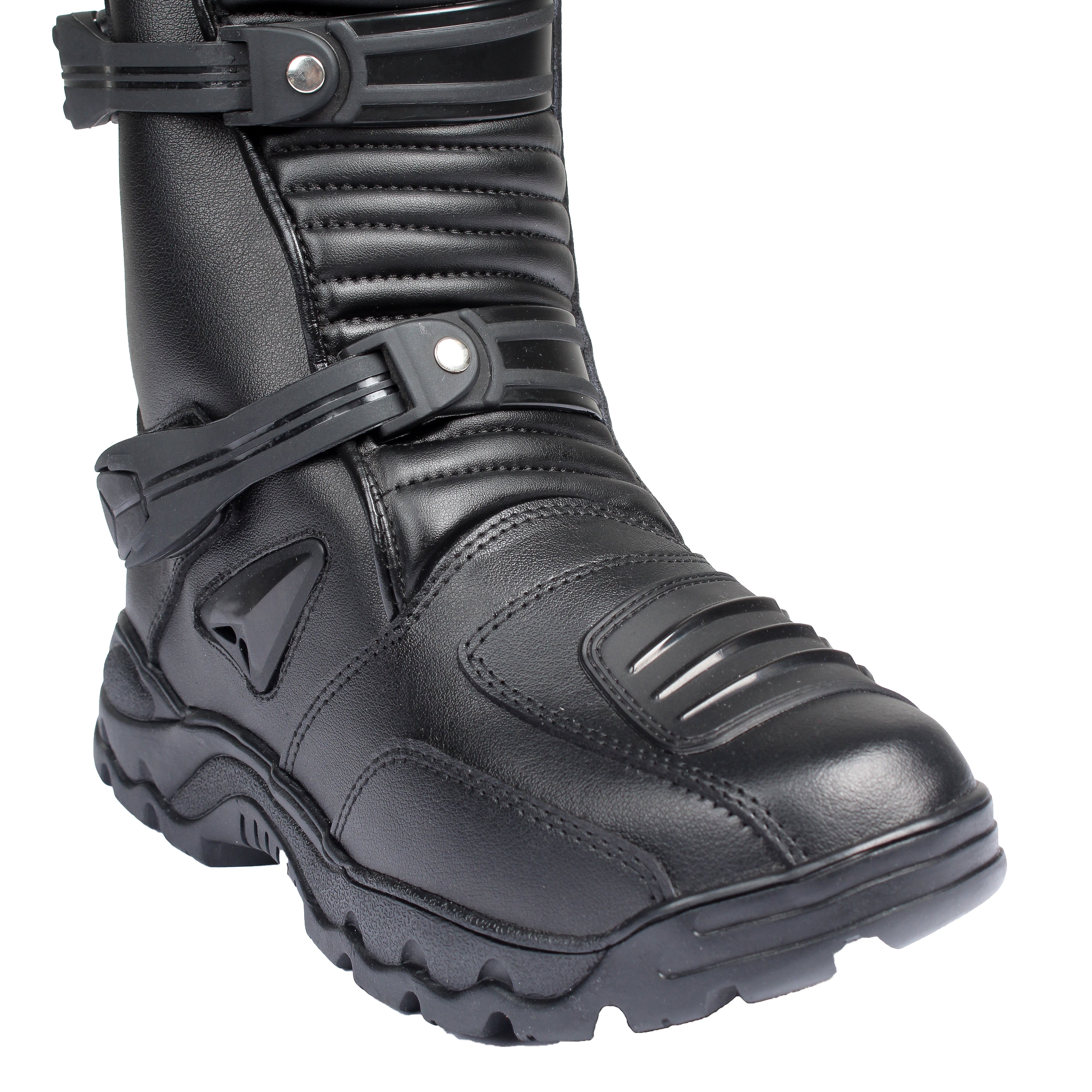 RKSPORTS MENS MOTORCYCLE MOTORBIKE RK-16 ADVENTURE BLACK LEATHER BOOTS