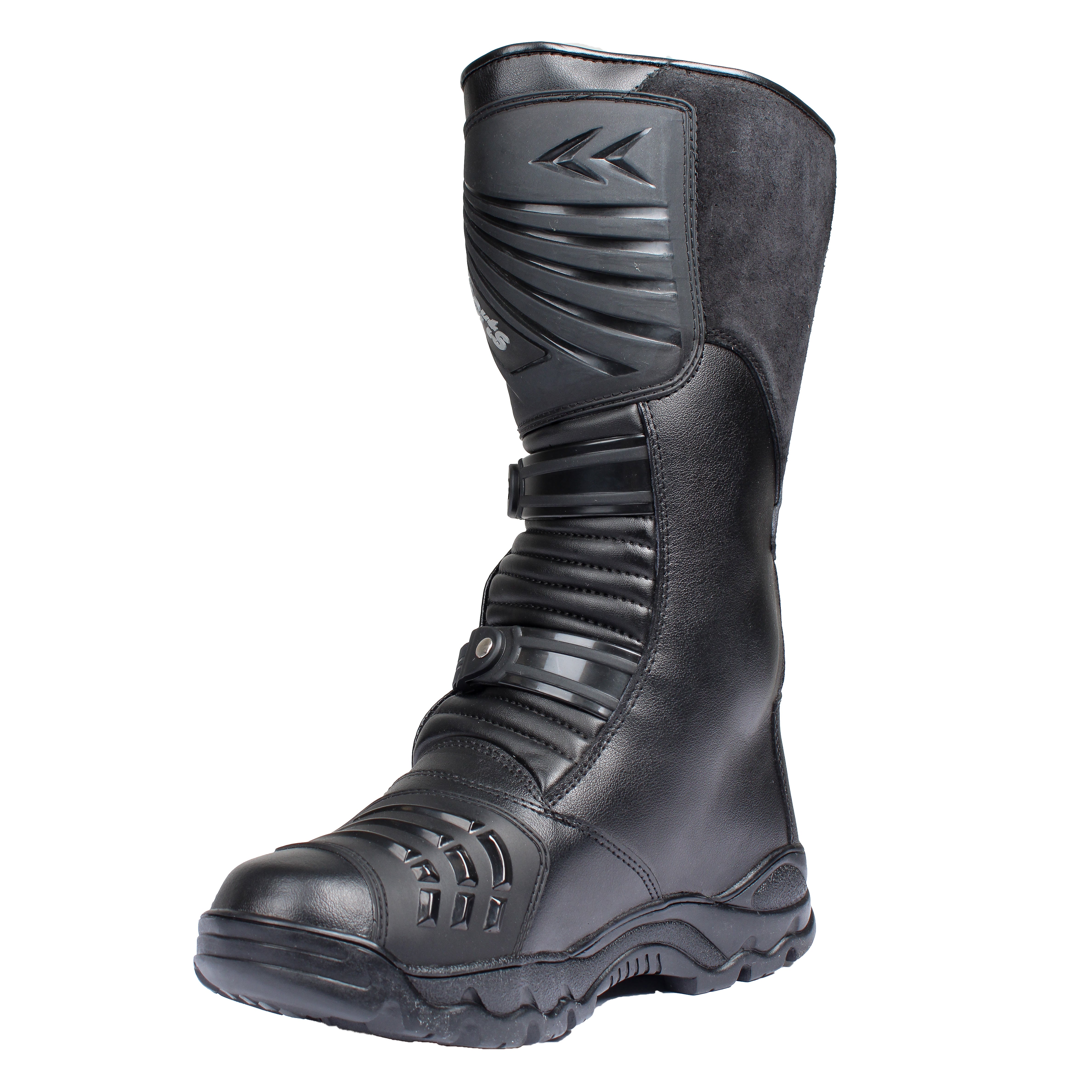 RKSPORTS MENS MOTORCYCLE MOTORBIKE RK-16 ADVENTURE BLACK LEATHER BOOTS