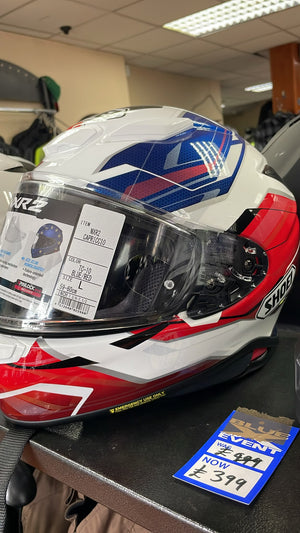 Shoei NXR2 Capriccio TC-10 White Blue Red Full Face Motorcycle Helmet ECE 22.06