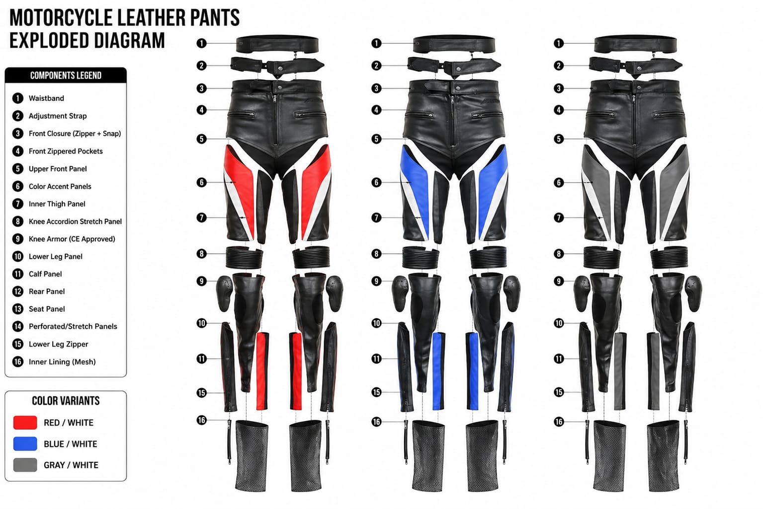 RK Sports Leather Speed 7 Jean moto en cuir de vachette