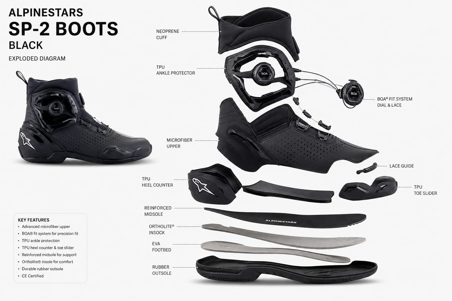 Bottes moto en cuir Alpinestars SP-2