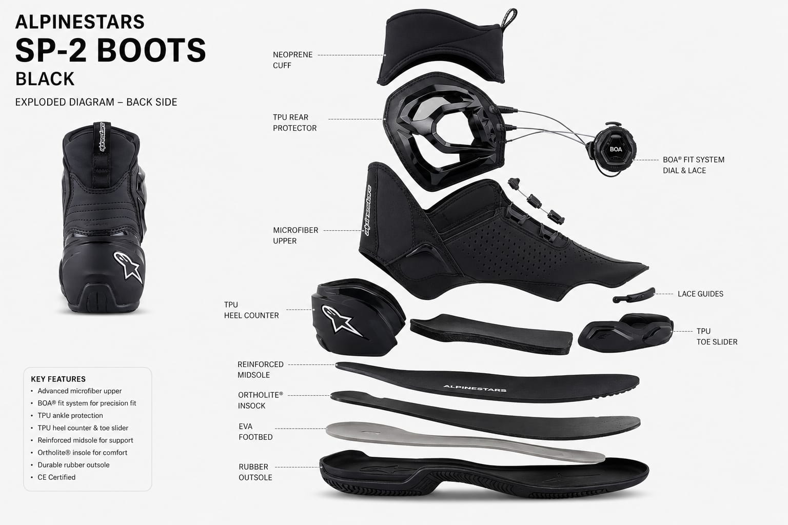 Bottes moto en cuir Alpinestars SP-2