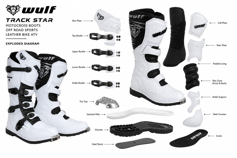 Wulf Track Star Motocross Boots Off Road Sports Leather Bike ATV